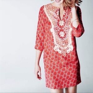 BODEN SILK INGRID SHIFT SUN DRESS FLORAL KEYHOLE